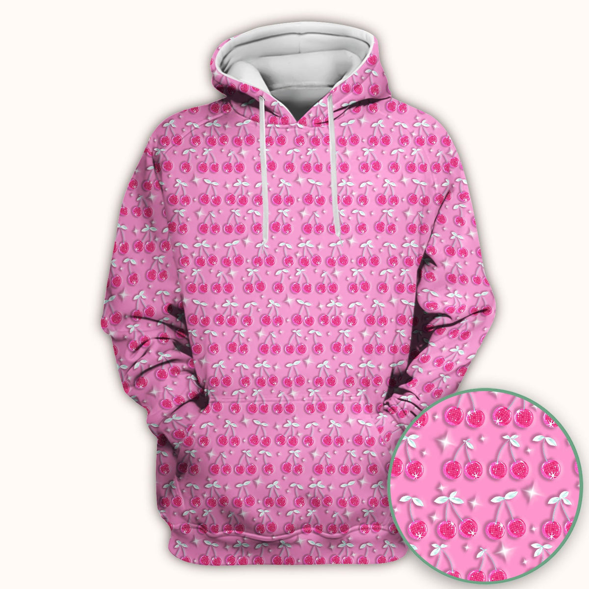 Pink Cherry Sparkle Nurse Scrub Top