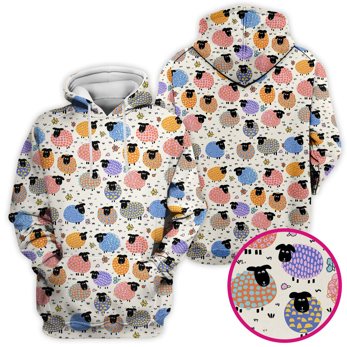 Adorable Colorful Sheep Nurse Scrub Top