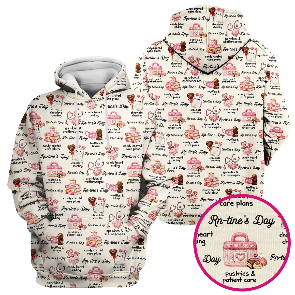 RN Sweets Valentine Stethoscope Nurse Scrub Top