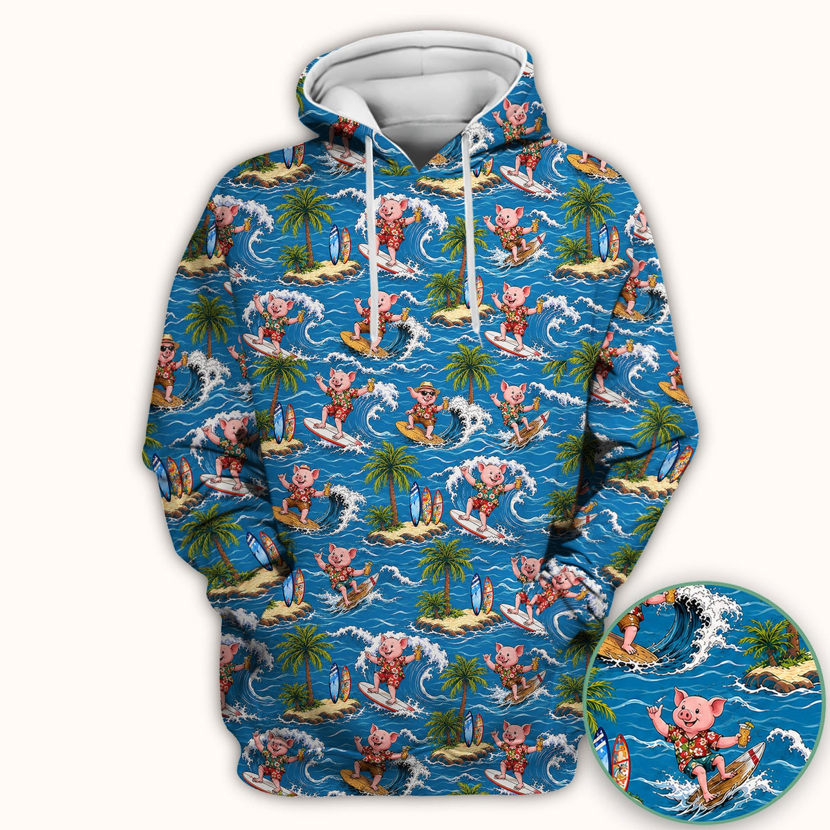 Tropical Surfing Pig Island Nurse Scrub Top