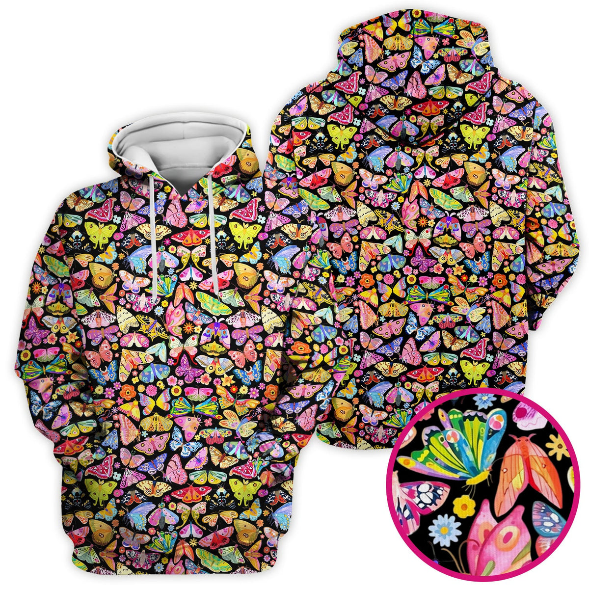 Cute Bright Butterfly Moth Floral Nurse Scrub Top