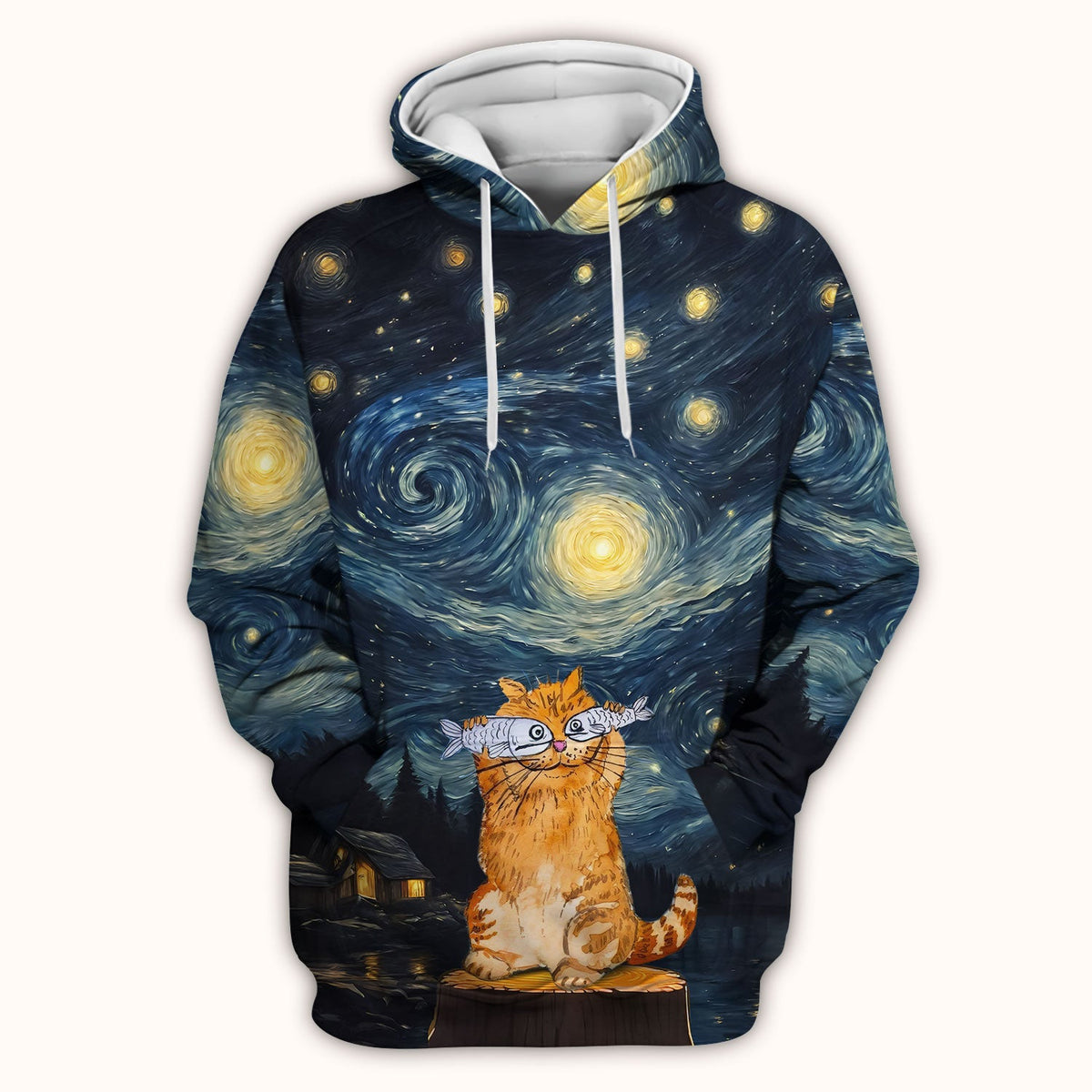 Cat Starry Night Sky Nurse Scrub Top