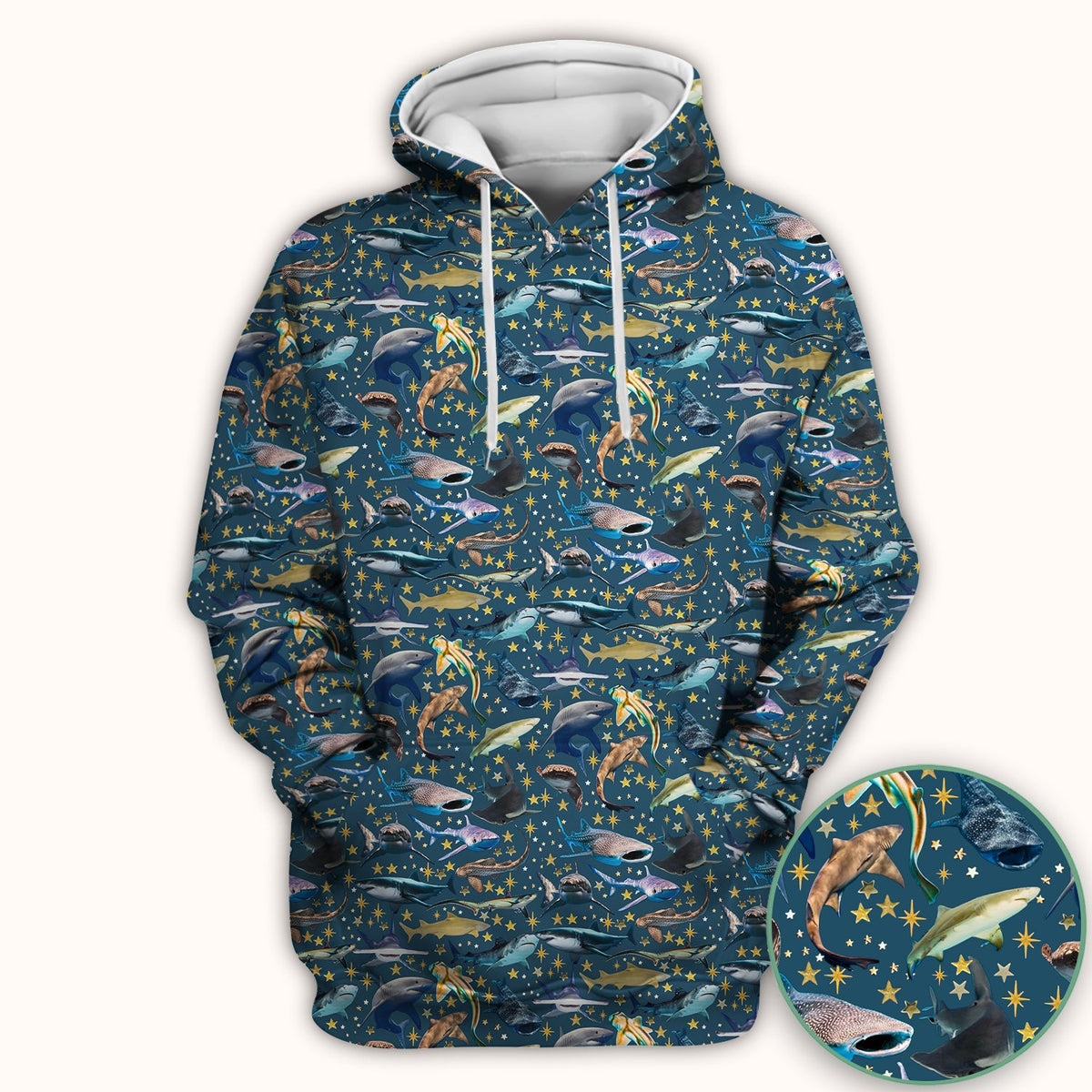 Colorful Shark Ocean Nurse Scrub Top