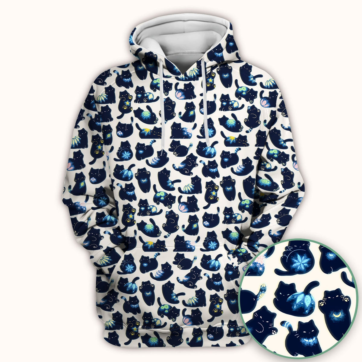 Midnight Black Cat Nurse Scrub Top