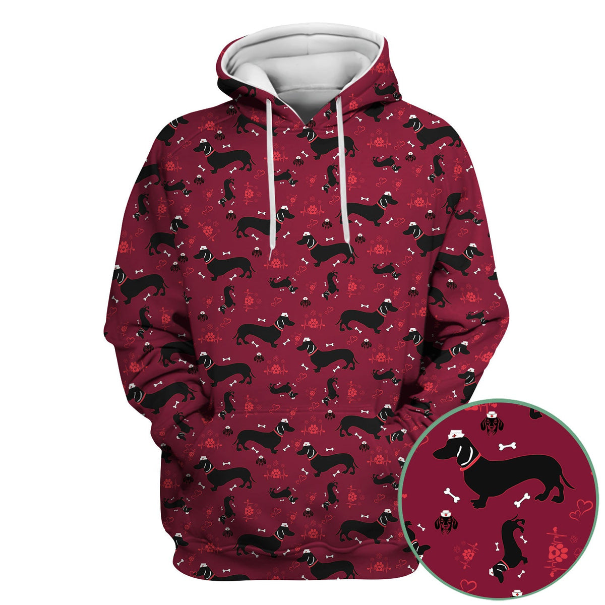 Dachshund Scrub Top - Cute Dog Print Scrubs for Women, Men Multi Color - Animal Scrub Shirt Gift for Nurse, CNA, RN, Doctor