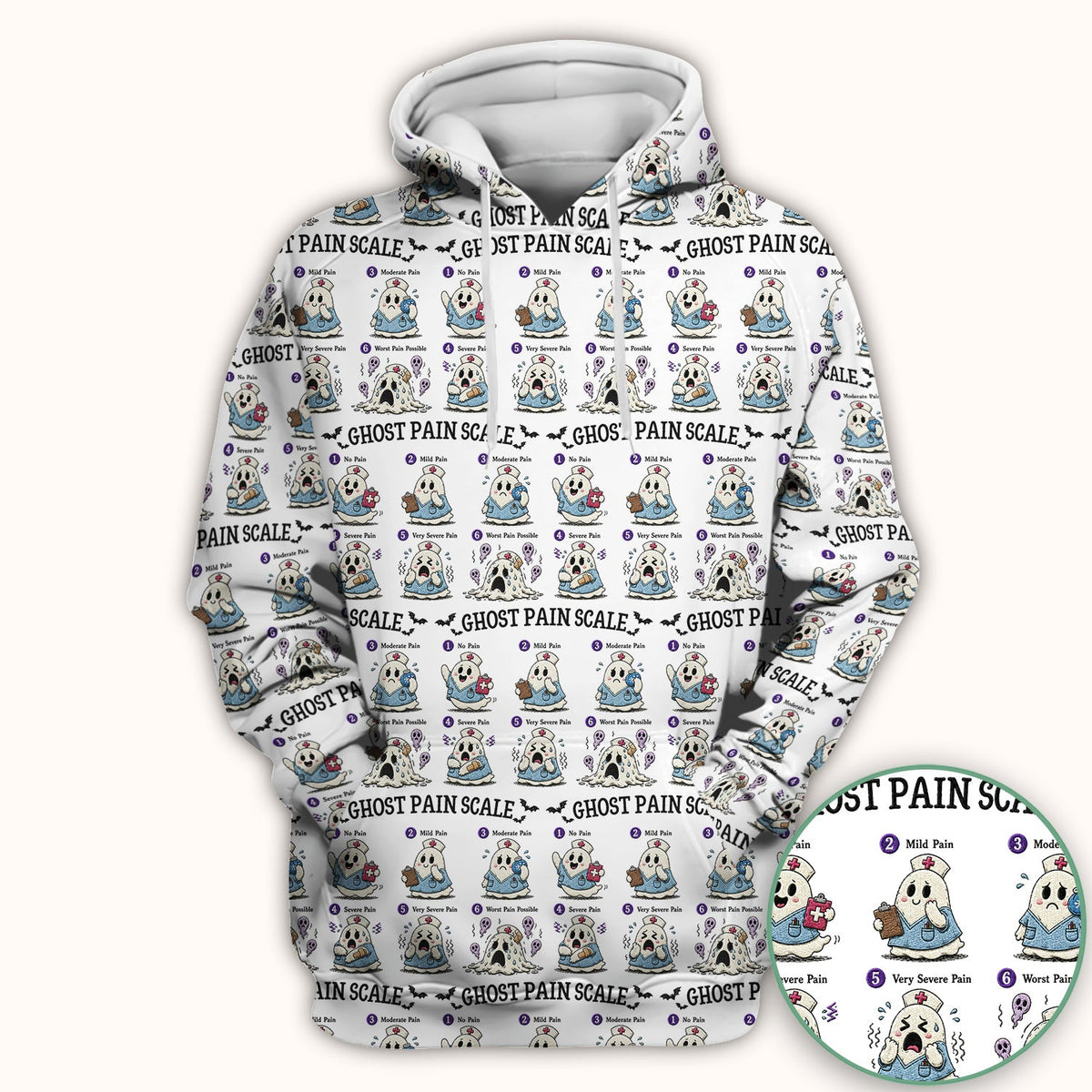Ghost Pain Scale Nurse Scrub Top