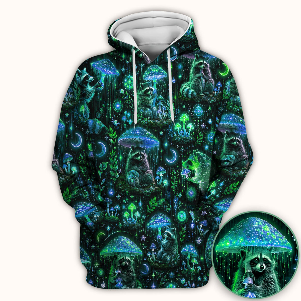 Glowing Raccoon Forest Nurse Scrub Top
