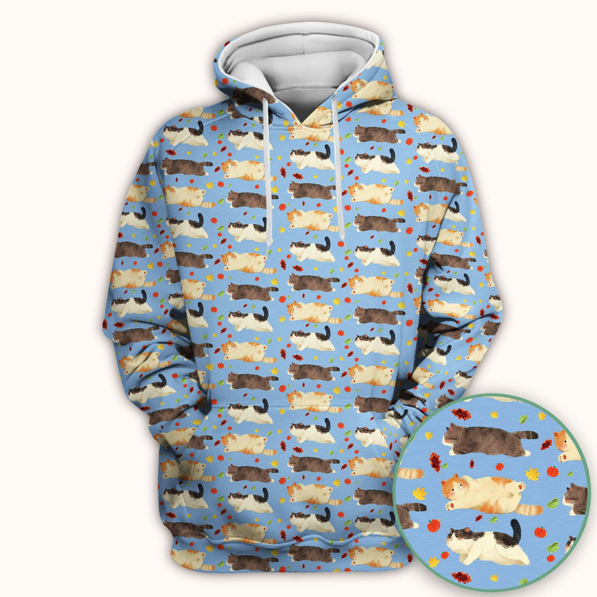 Chubby Cat Autumn Leaves Nurse Scrub Top