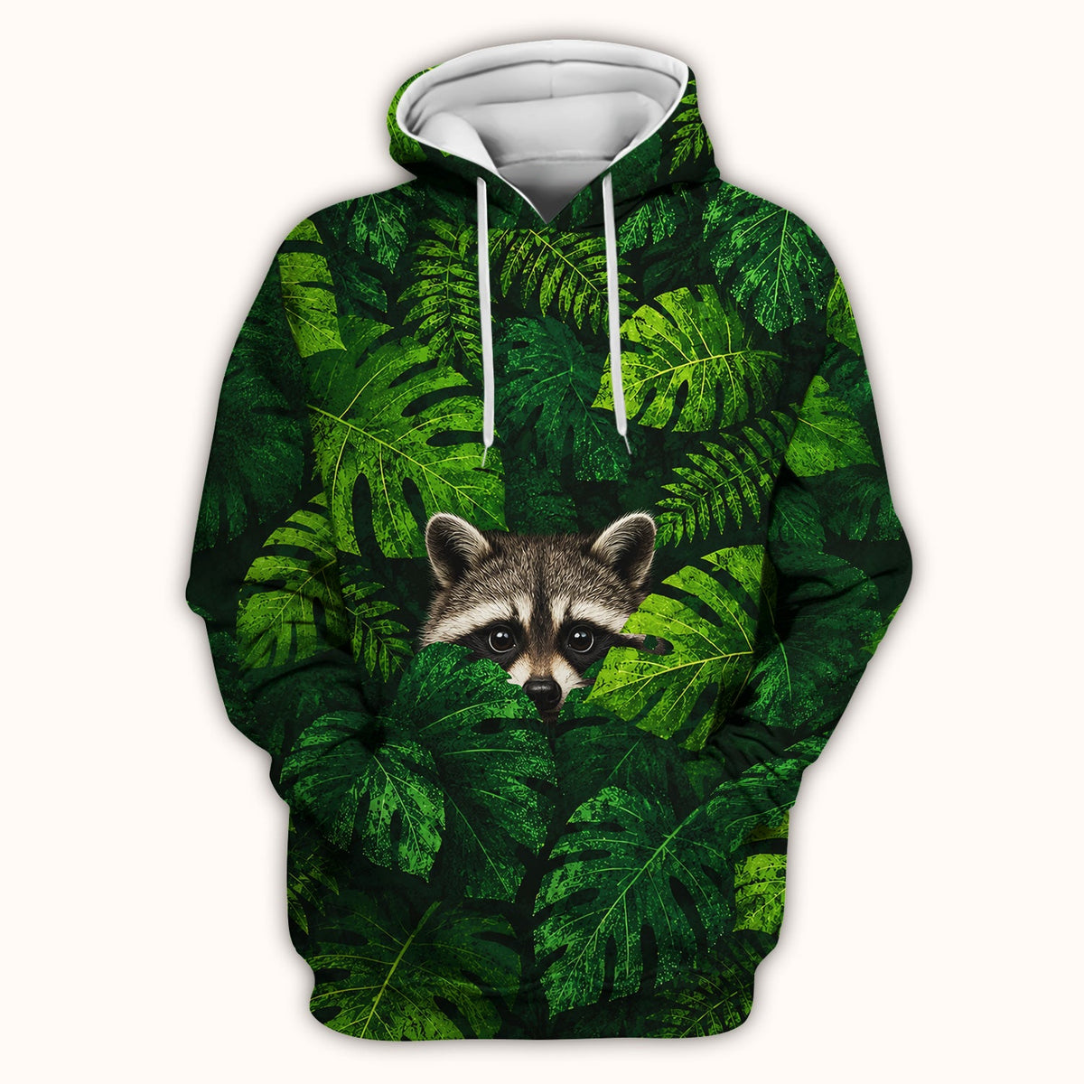 Raccoon Tropical Leaf Nurse Scrub Top