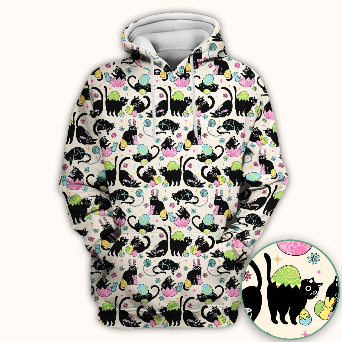 Black Cat Egg Nurse Scrub Top - Easter Gift