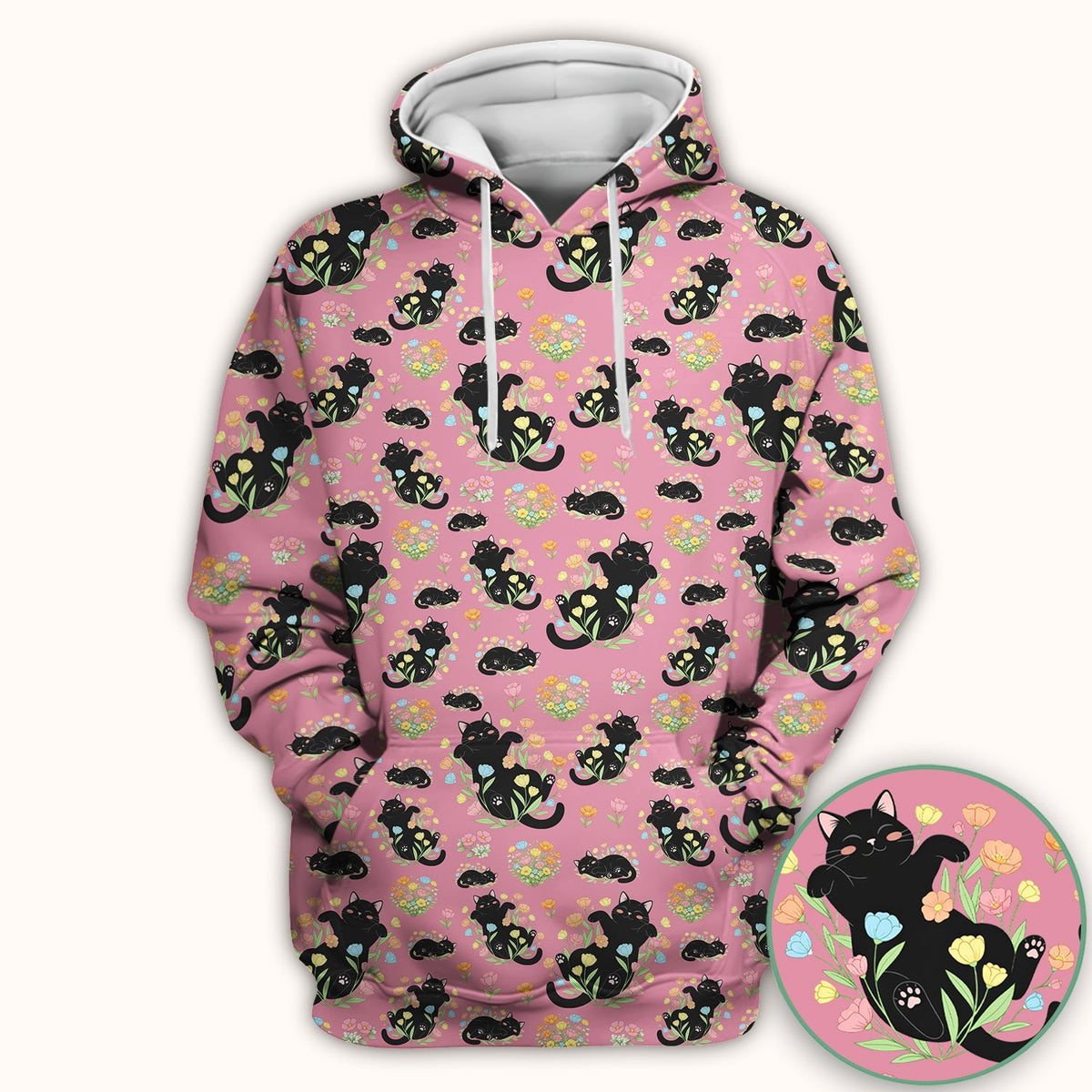 Cats Cute Poses Floral Nurse Scrub Top