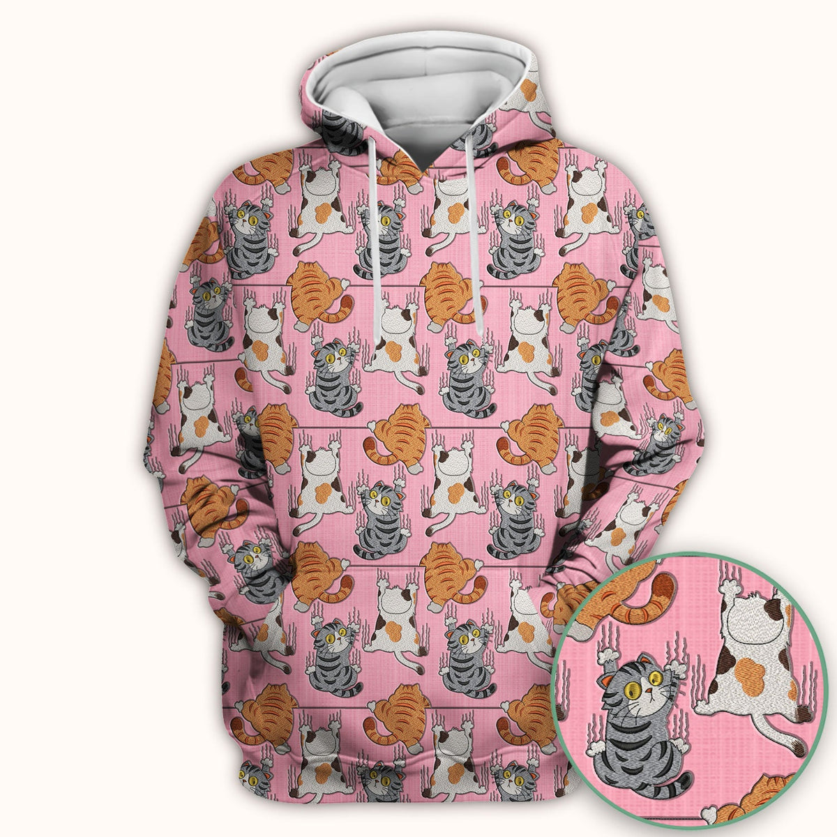 Cute Cat Pattern Nurse Scrub Top, Cats Medical Pattern Shirt, Breathable Fabrics Nursing Uniform