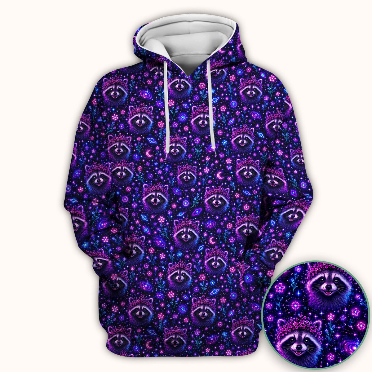 Galaxy Raccoon Nurse Scrub Top