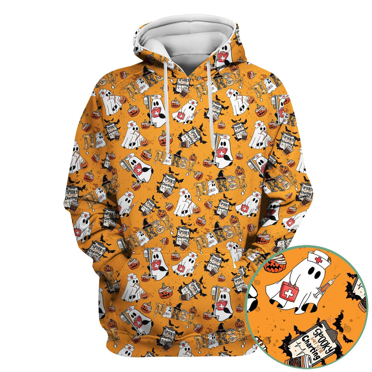 Spooky But Still Charting Nurse Scrub Top - Halloween Gift