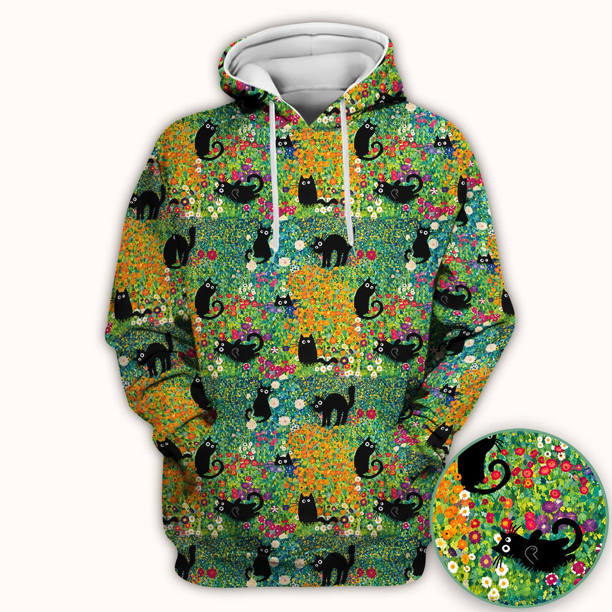 Black Cat Flower Garden Nurse Scrub Top