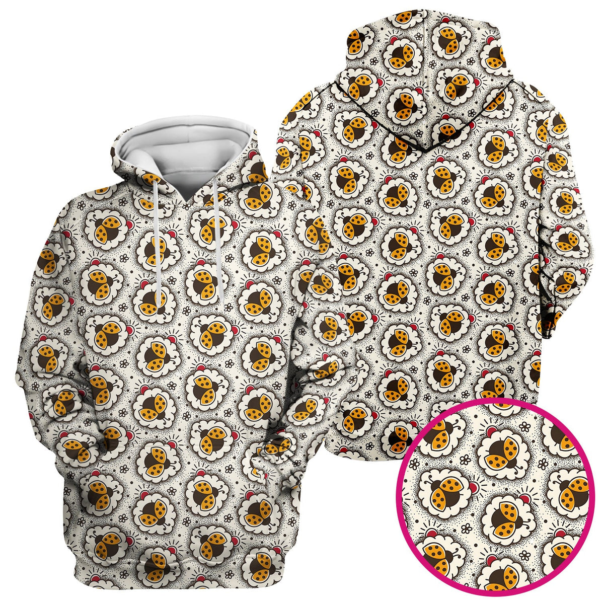 Ladybug Floral Frame Nurse Scrub Top