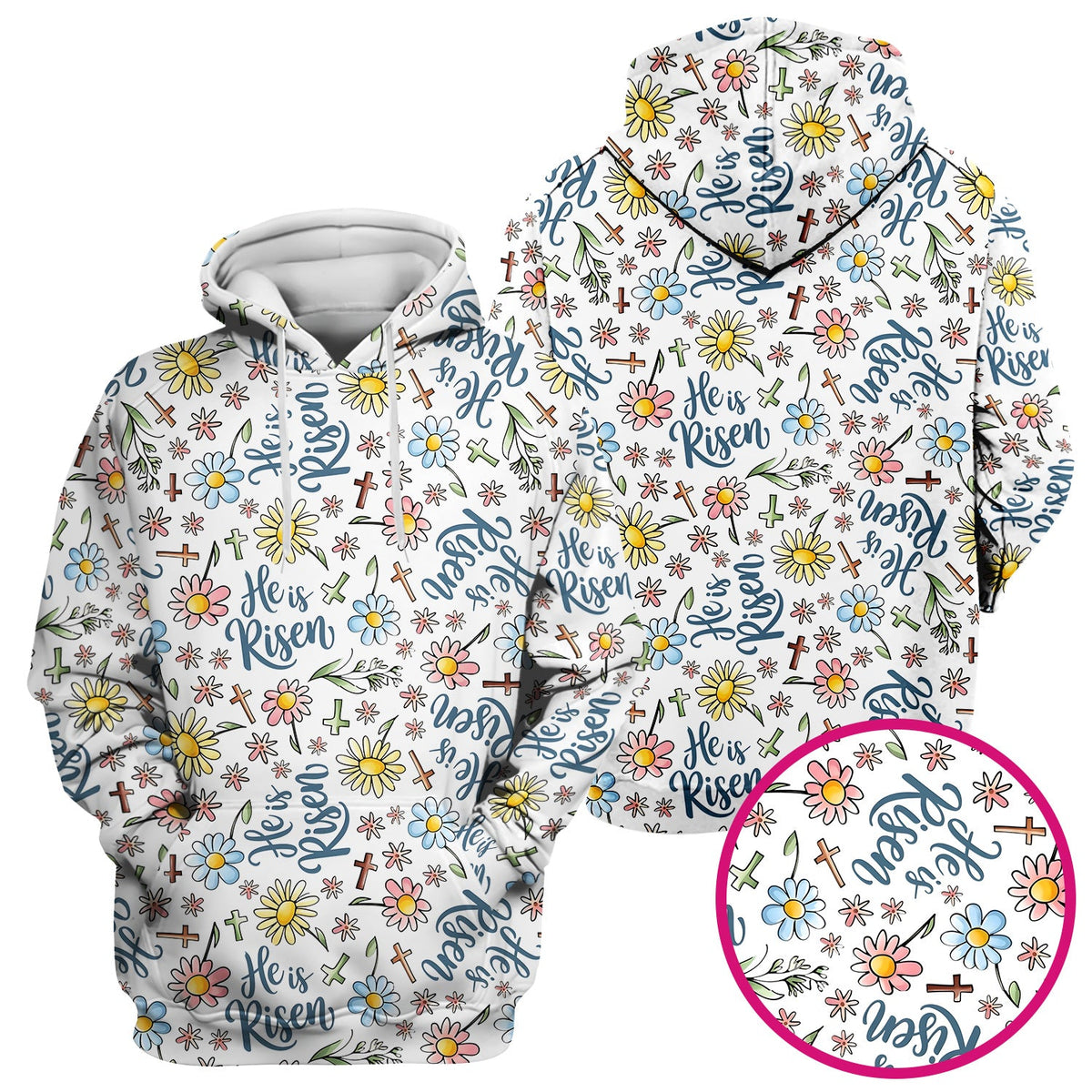 Risen Cross Flower Nurse Scrub Top - Easter Gift
