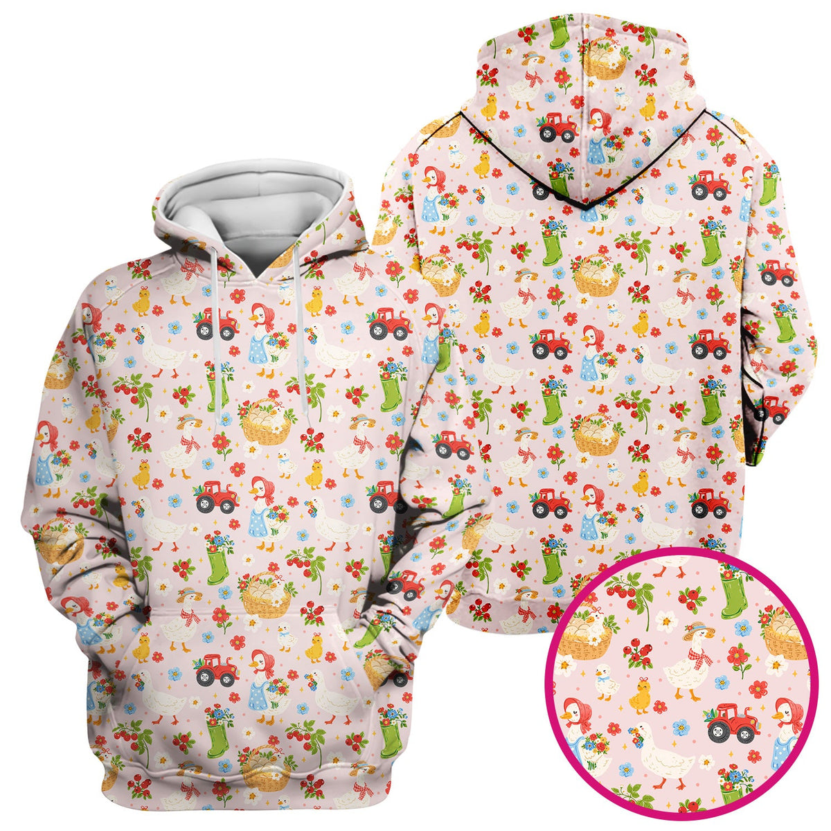 Farm Duck Chicken Tractor Flower Basket Nurse Scrub Top