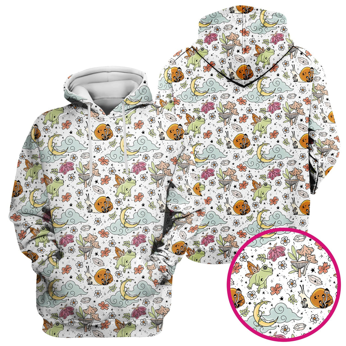 Whimsical Frog Moon Mushroom Nurse Scrub Top