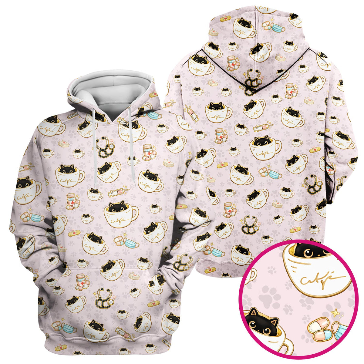 Coffee Cat Nurse Scrub Top