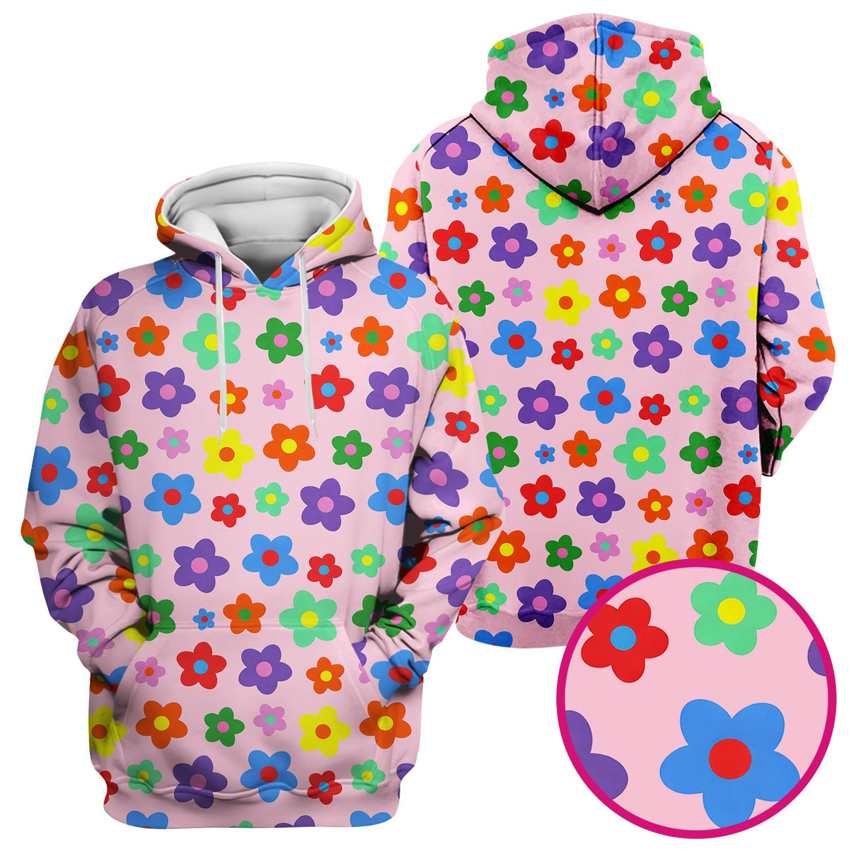 Colorful Retro Flower Nurse Scrub Top
