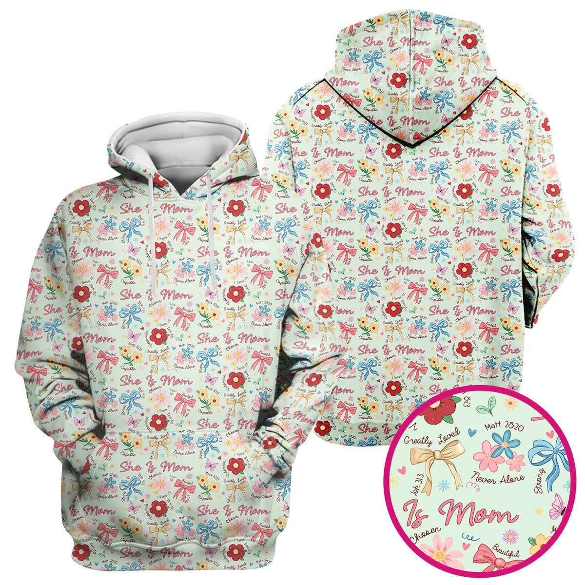 She Is Mom Floral Bow Nurse Scrub Top