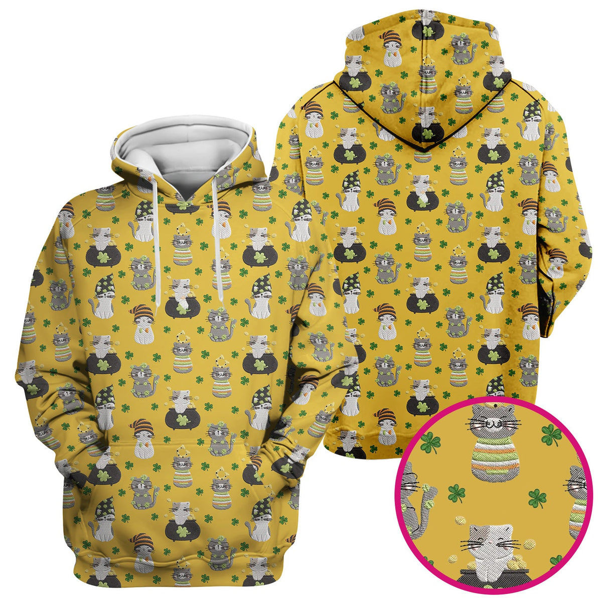 St Patrick Lucky Cat Shamrock Nurse Scrub Top