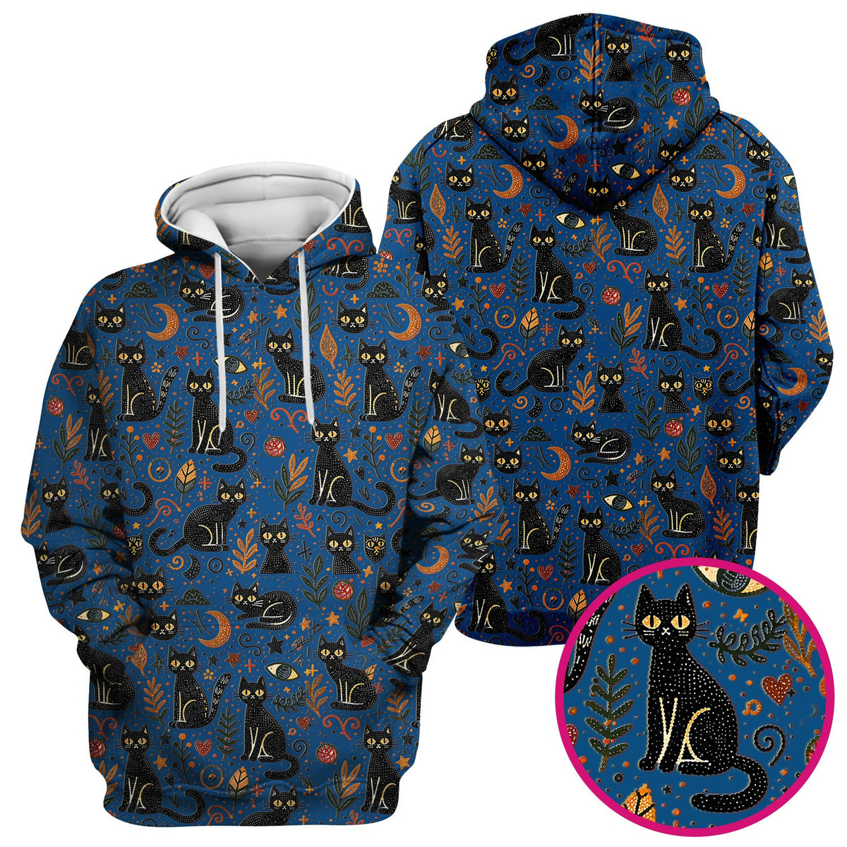 Mystic Black Cat Celestial Doodle Pattern Scrub Top, Comfortable Scrubs for Nurses