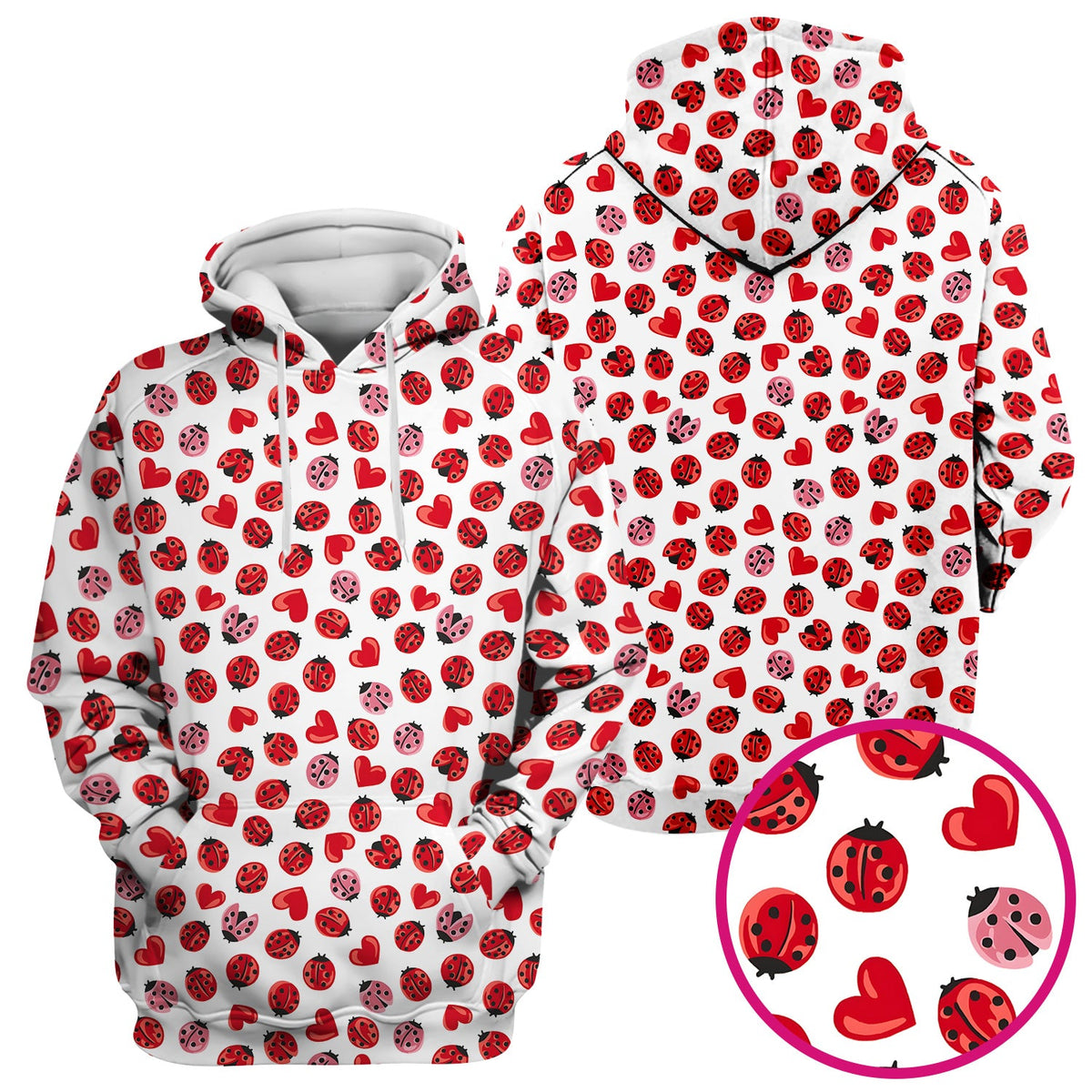 Ladybug Red Heart Nurse Scrub Top