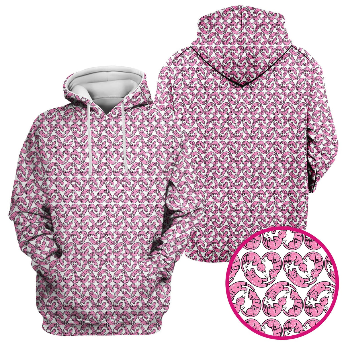 Pink Cat Cartoon Nurse Scrub Top