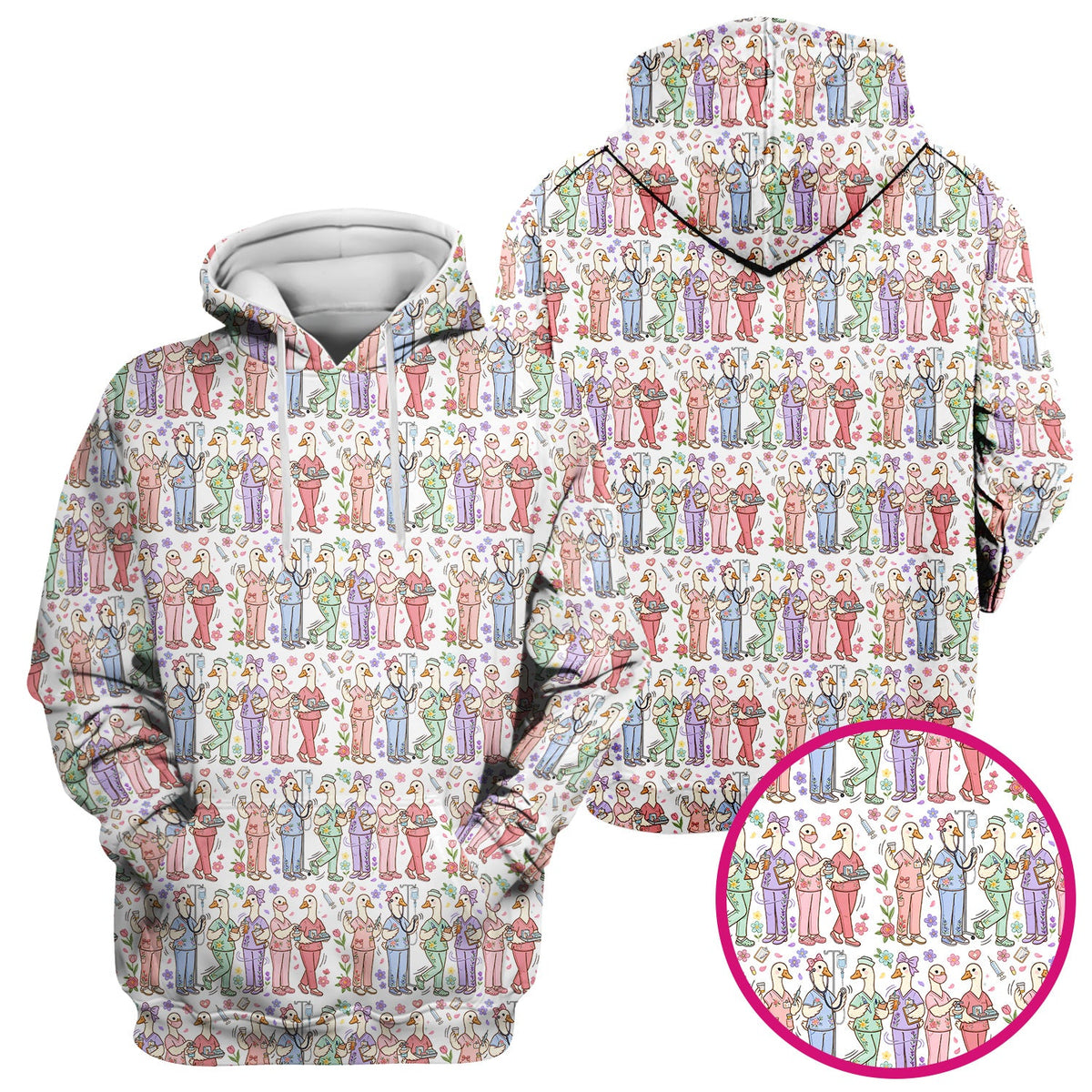 Goose Characters Floral Nurse Scrub Top