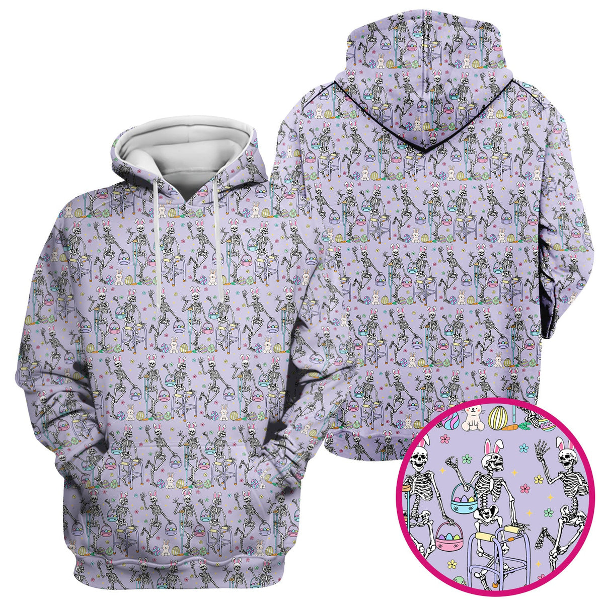 Fun Skeleton Bunny Nurse Scrub Top - Easter Gift