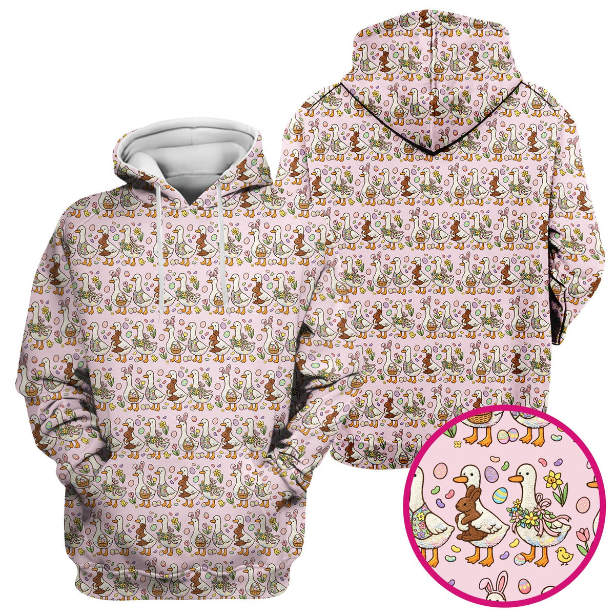 Duck Bunny Egg Floral Nurse Scrub Top - Easter Gift