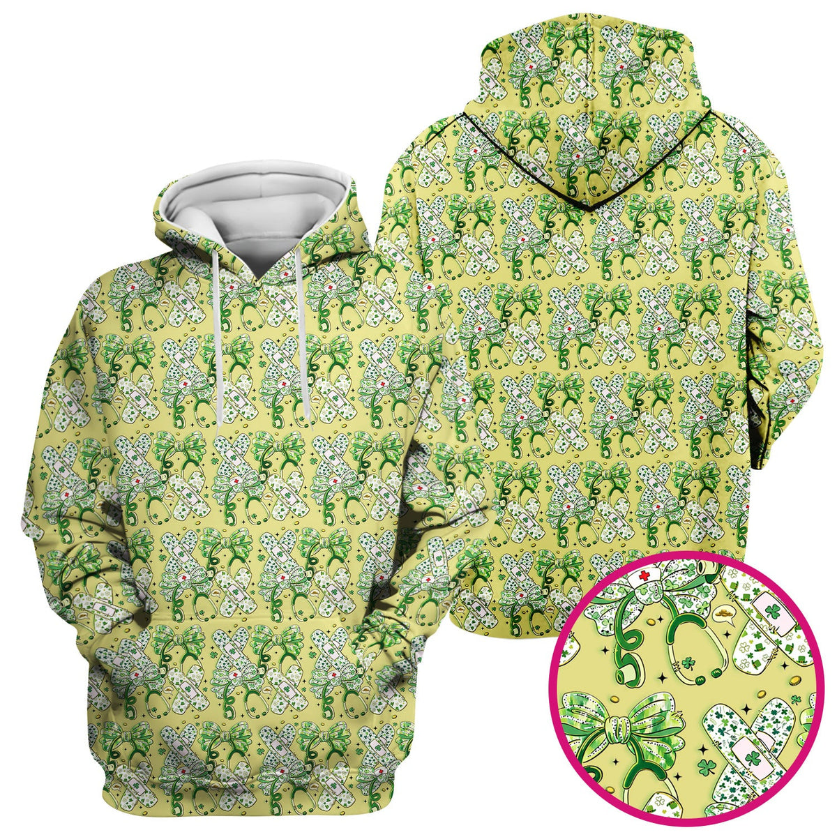 St Patrick Shamrock Stethoscope Nurse Scrub Top