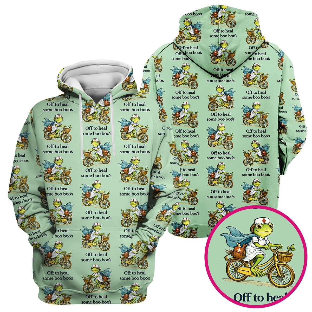 Frog Cycling Nurse Scrub Top