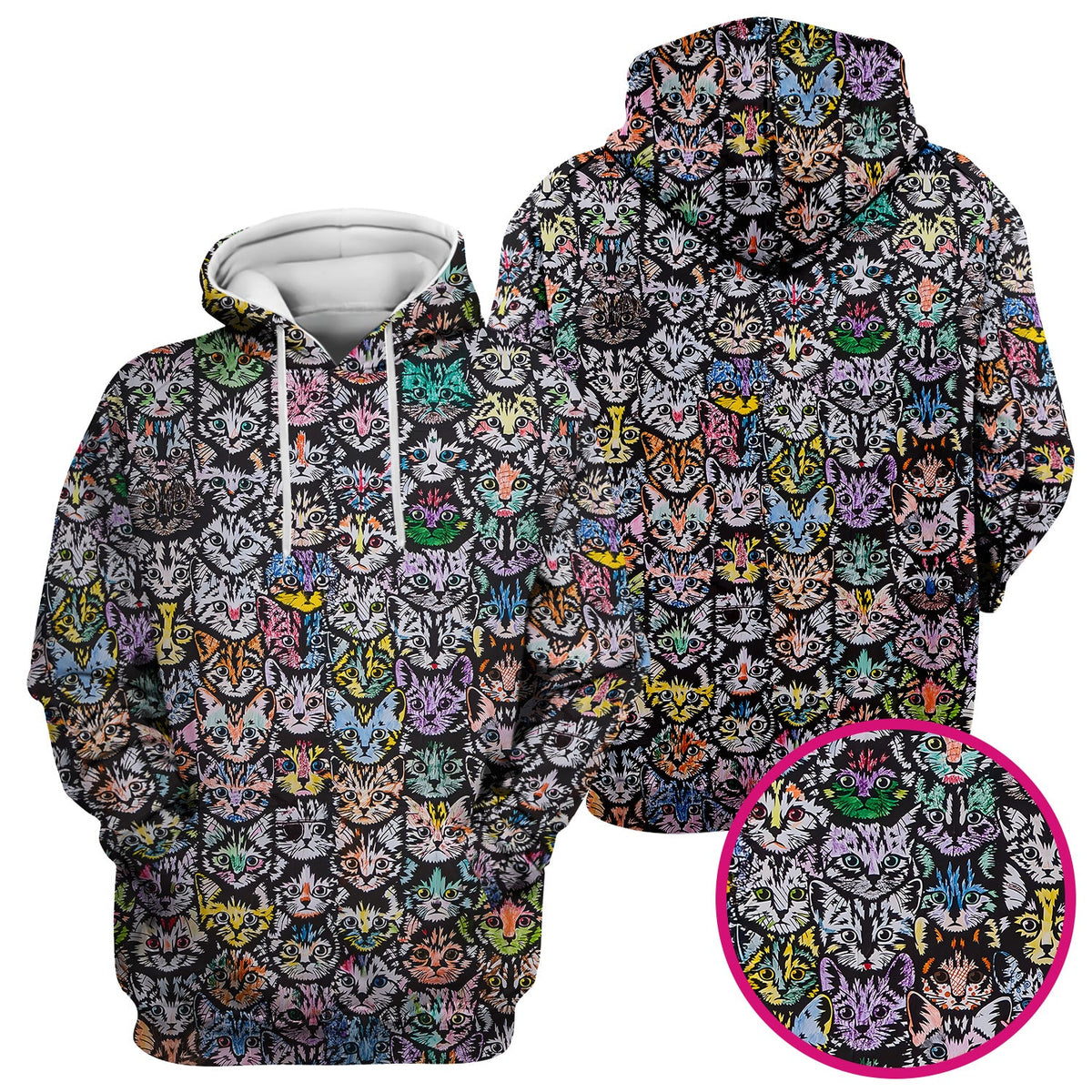 Colorful Cat Faces Nurse Scrub Top