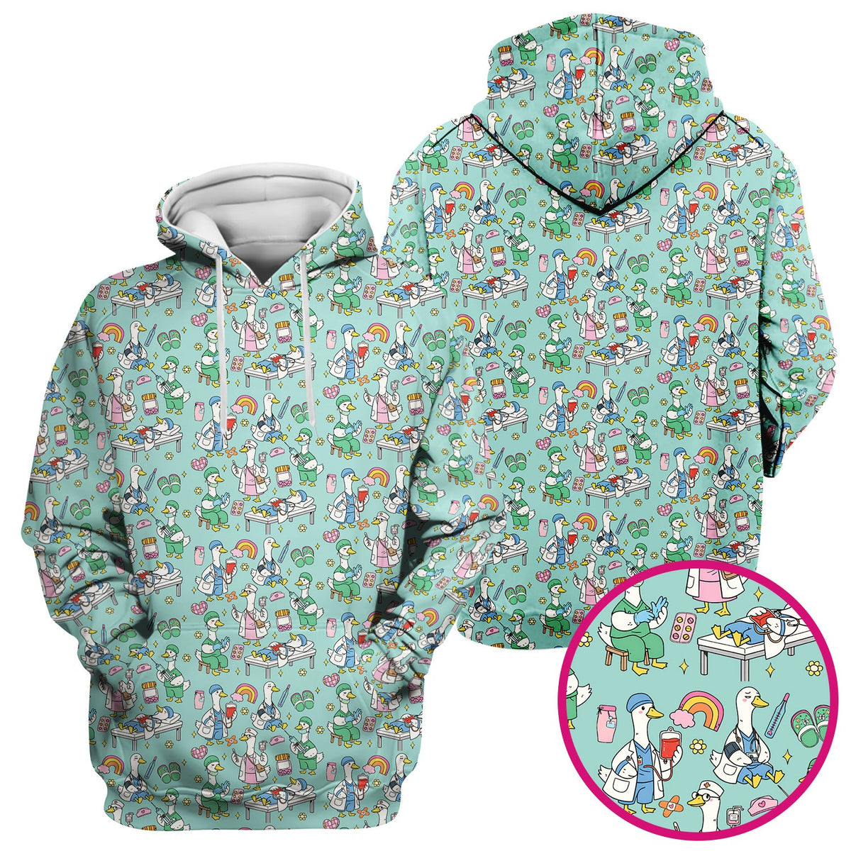Duck Medical Doodle Nurse Scrub Top