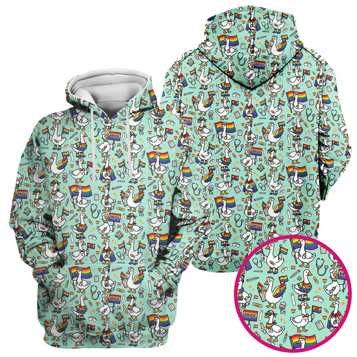 LGBT Pride Nurse Duck Scrub Top