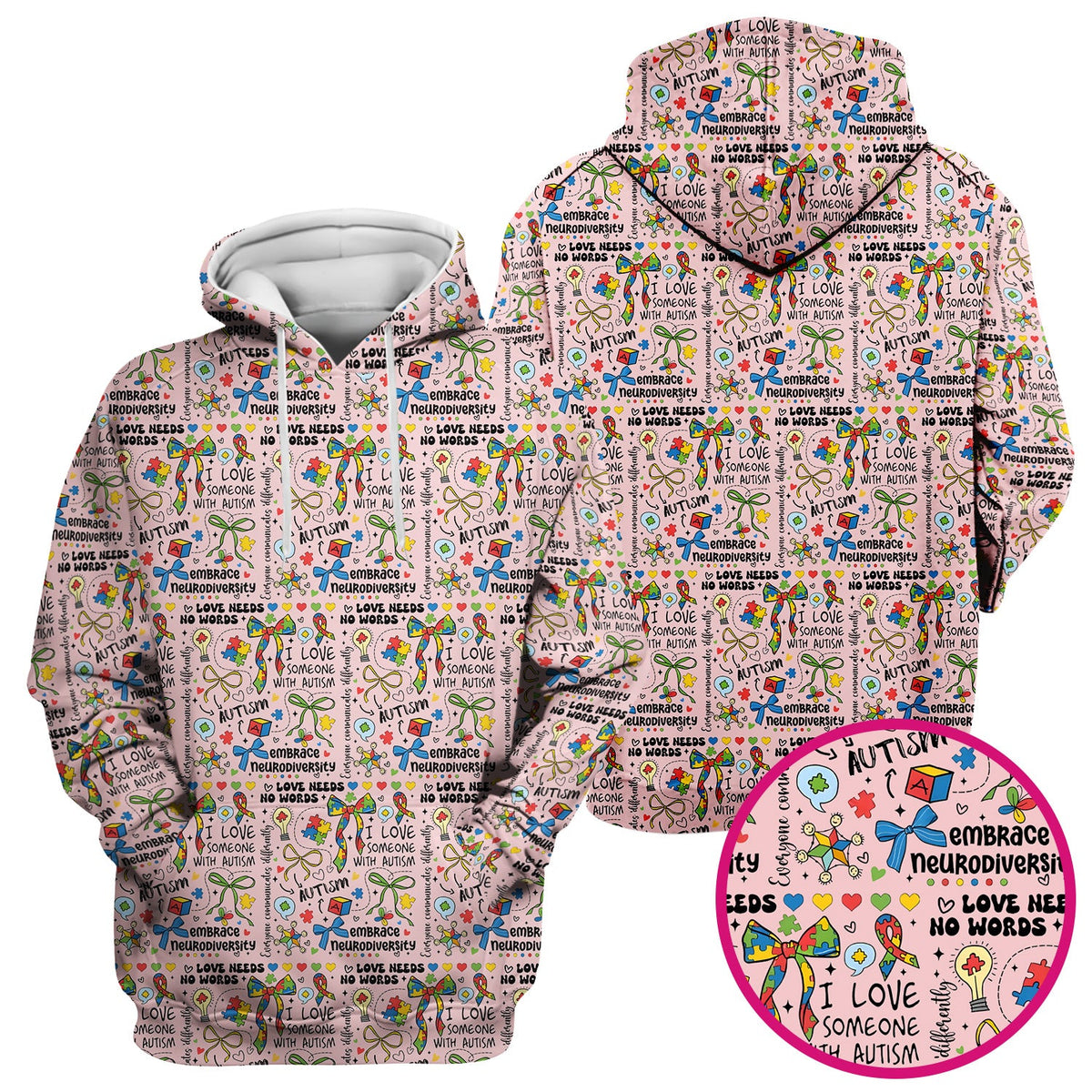 Autism Awareness Puzzle Ribbon Pastel Nurse Scrub Top