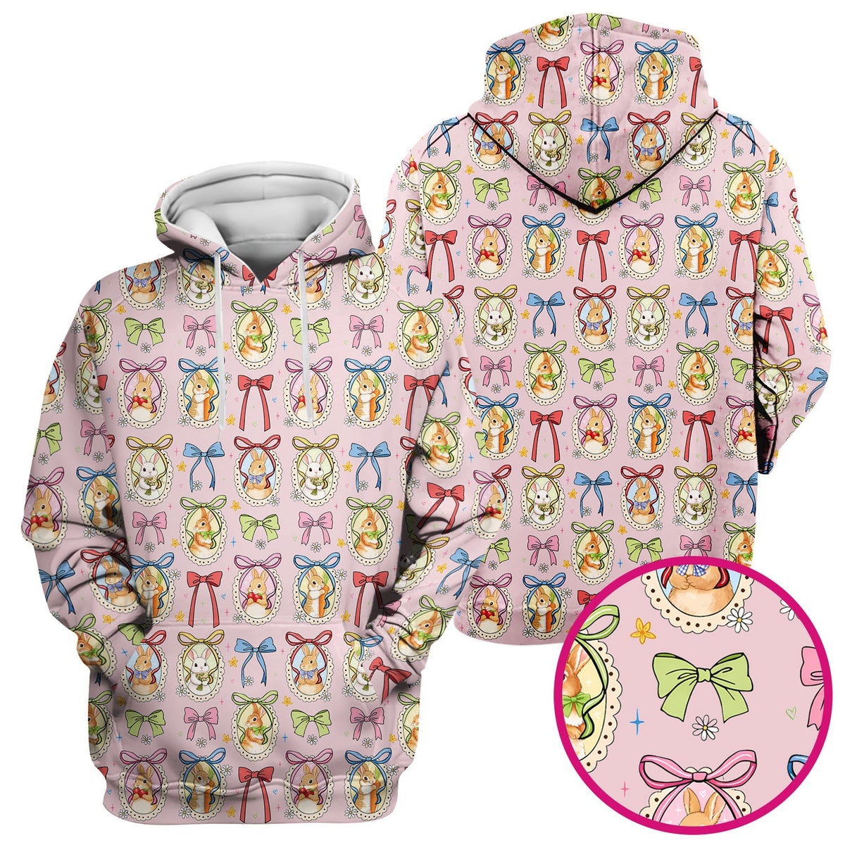 Bunny Cameo Bow Nurse Scrub Top - Easter Gift