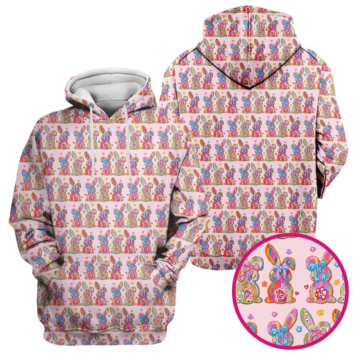 Cute Pastel Bunny Floral Pattern Scrub Top, Comfortable Scrubs for Nurses, Easter