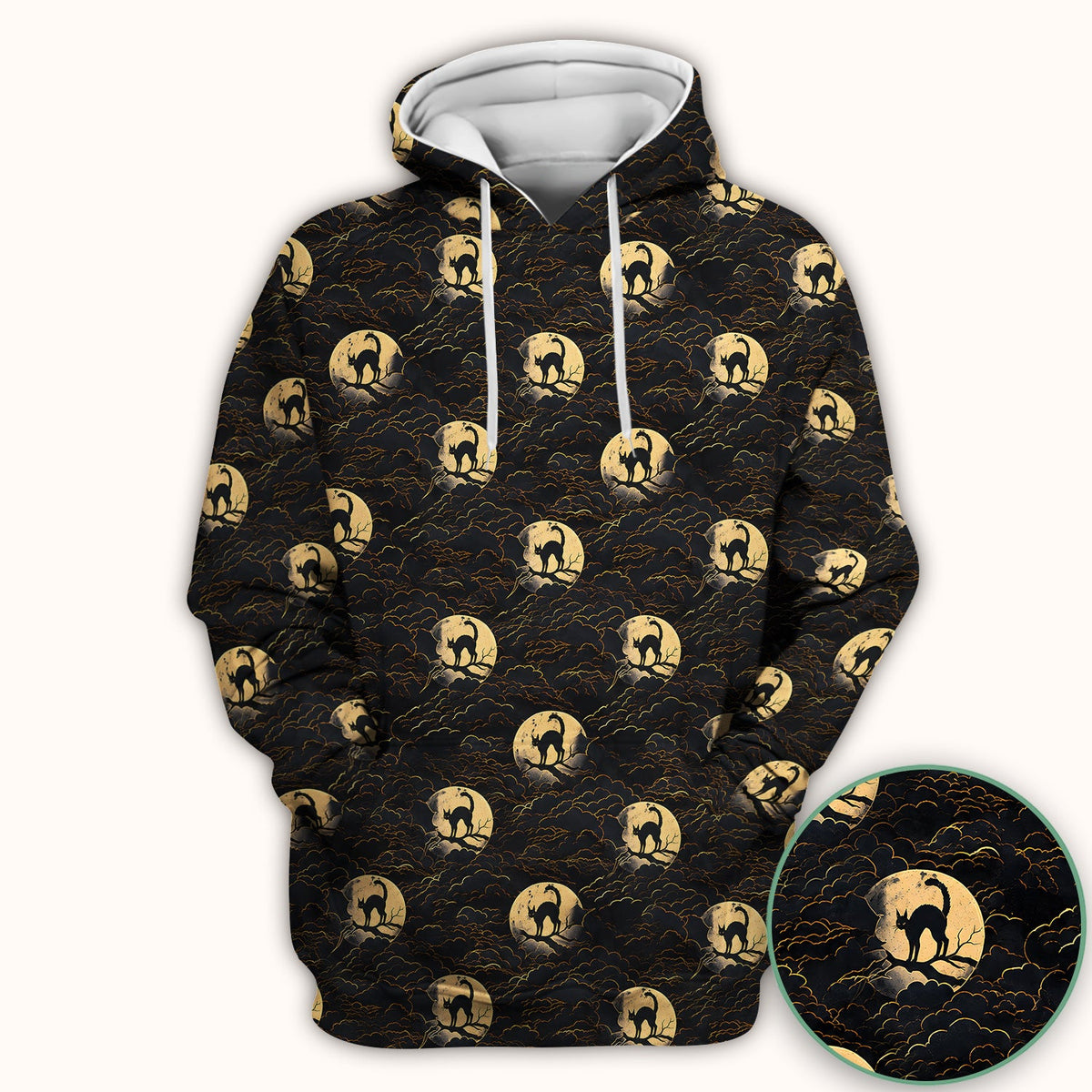 Black Cat In Moonlight Nurse Scrub Top - Halloween Gift