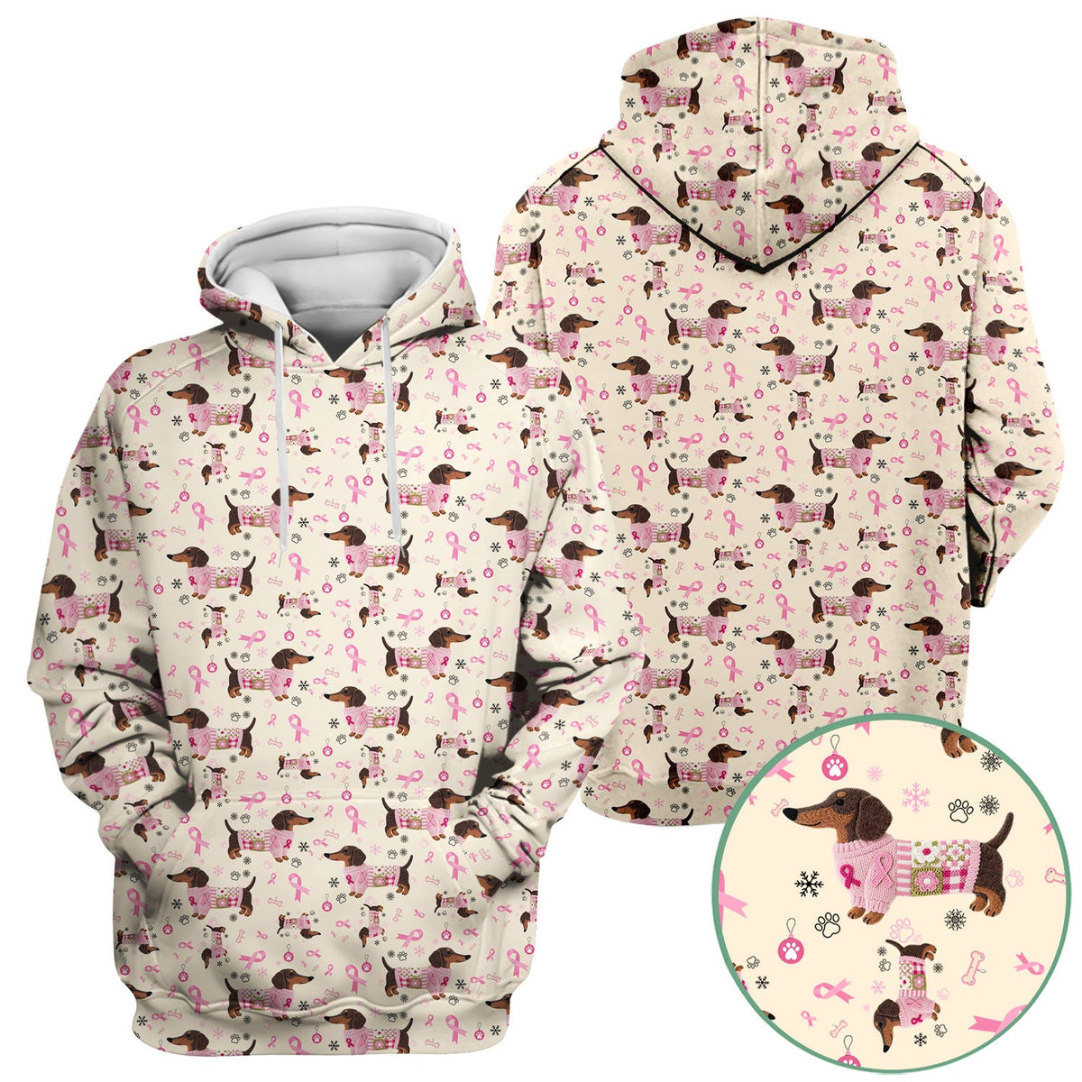 Pink Ribbon Dachshund Nurse Scrub Top