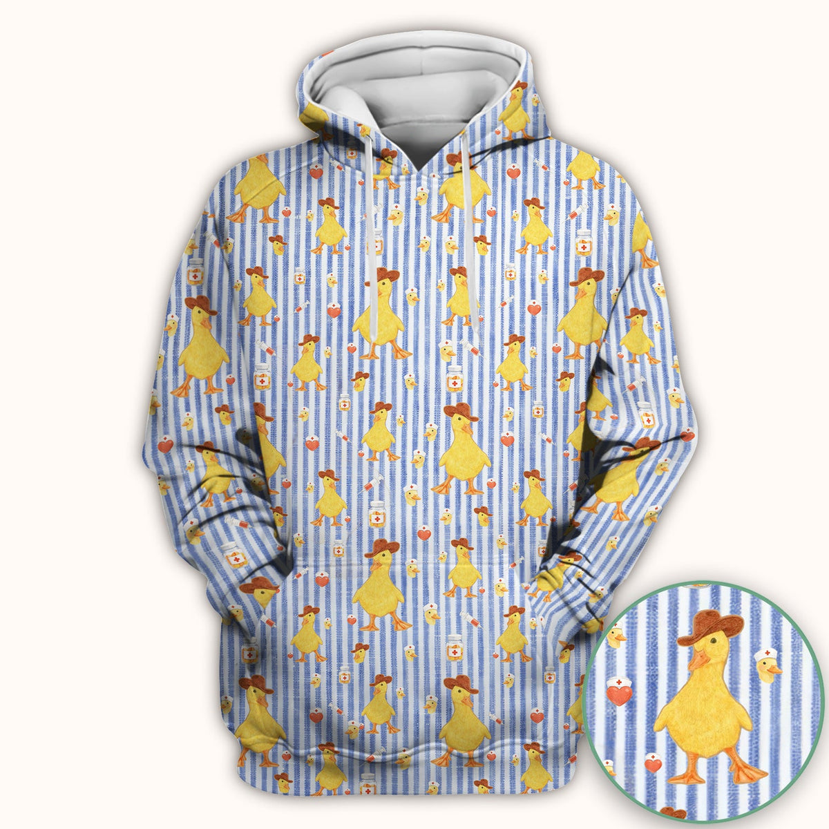 Cowboy Ducktor Vertical Stripe Nurse Scrub Top