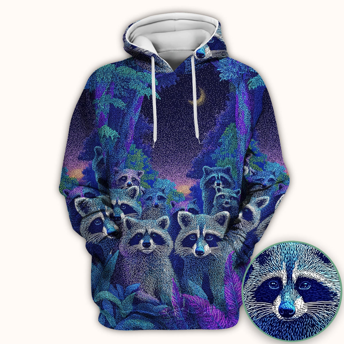 Moonlit Raccoon Nurse Scrub Top