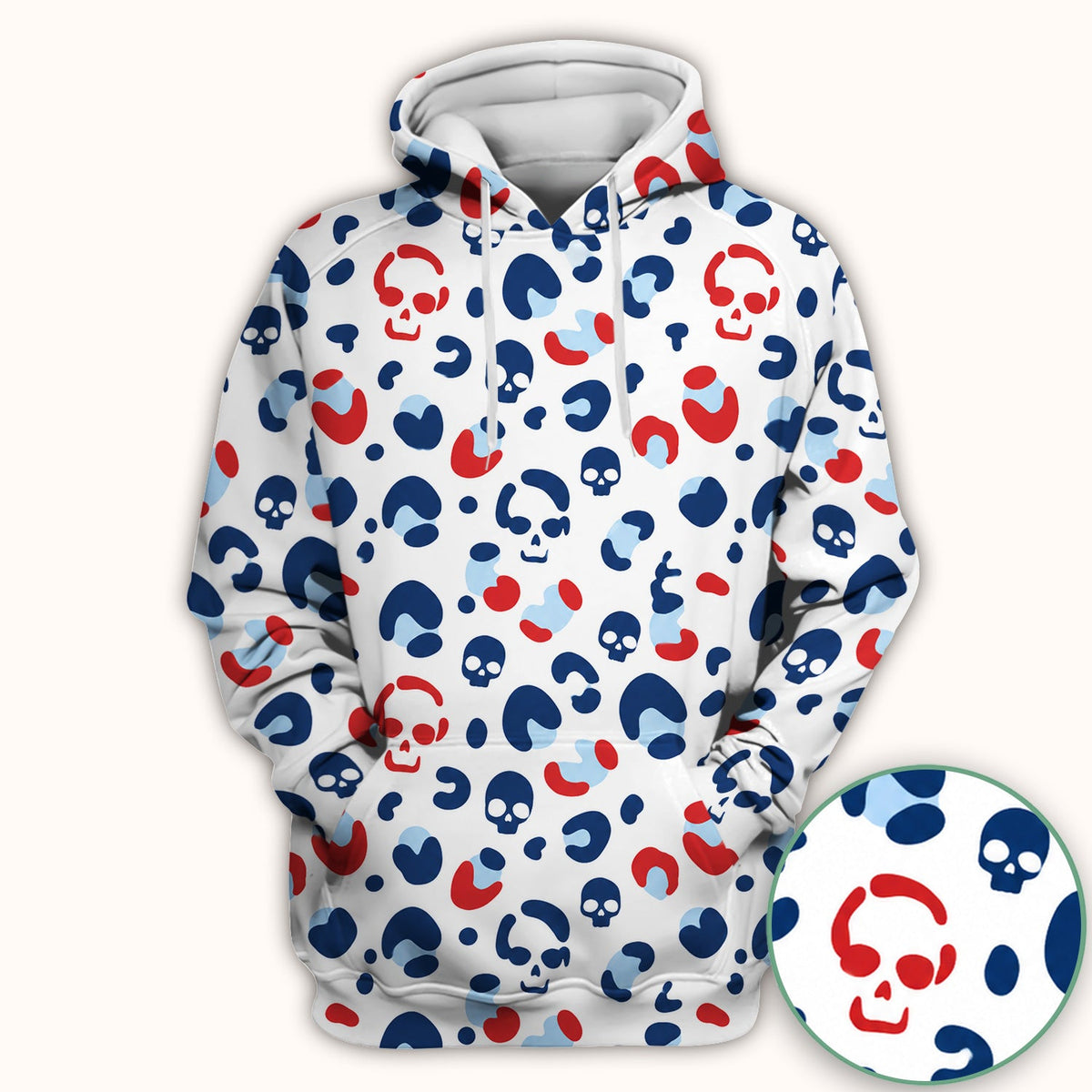 Red Blue Skull Leopard Nurse Scrub Top