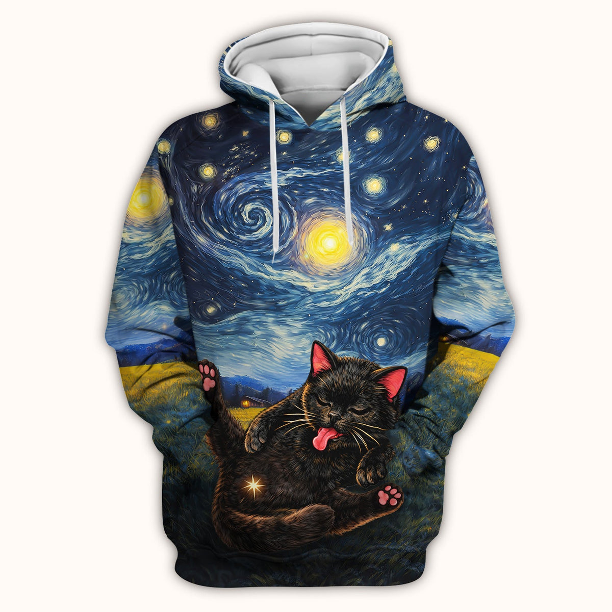 Black Cat Cosmic Night Sky Nurse Scrub Top