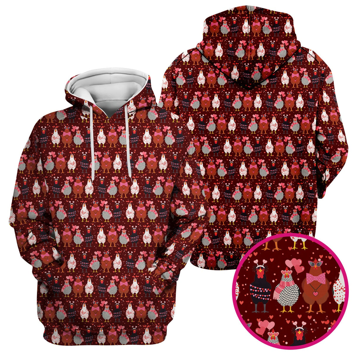 Funny Chicken Valentine Scrub Top, Chicken Pattern Scrub Shirt For Nursing, Valentine Gift For Nurse