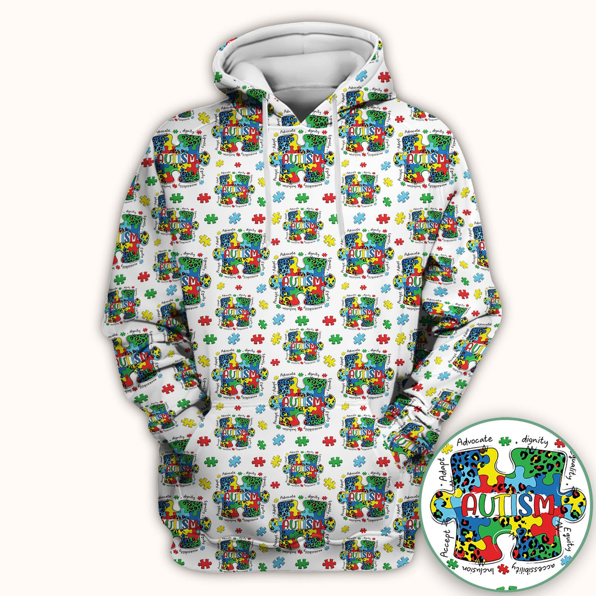 Autism Awareness Puzzle Black White Nurse Scrub Top