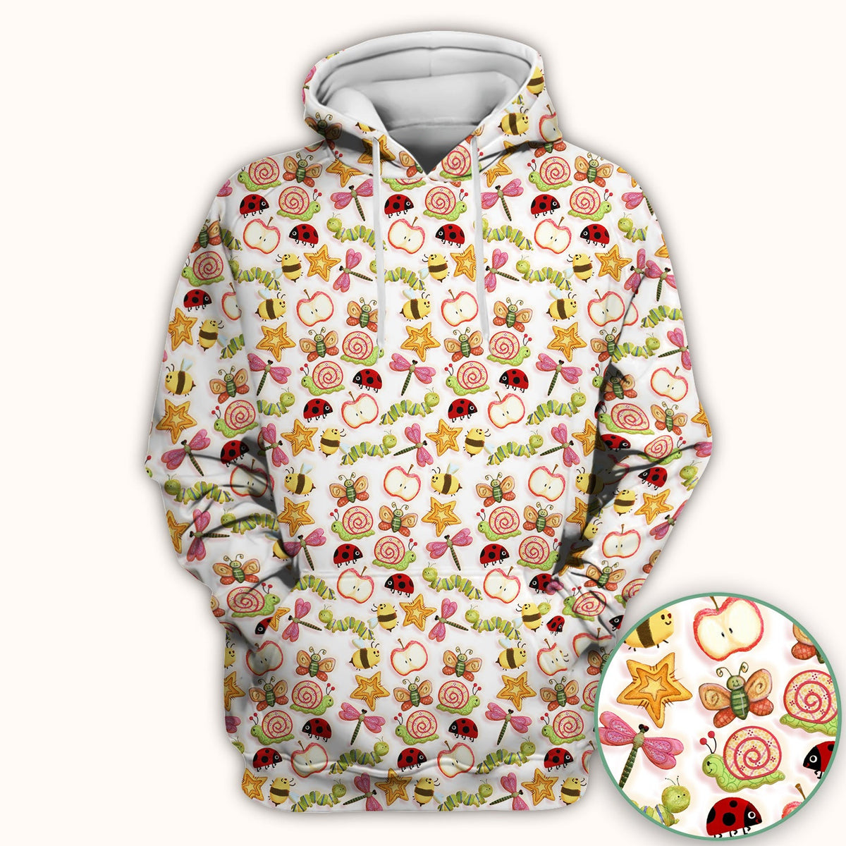 Snail Ladybug Caterpillar Apple Garden Nurse Scrub Top